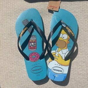 Havaianas Blue Flip Flops with Homer Simpson Design